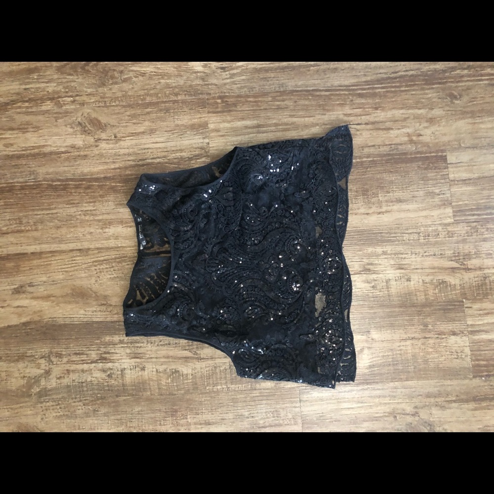 Black sparkly Zara crop top